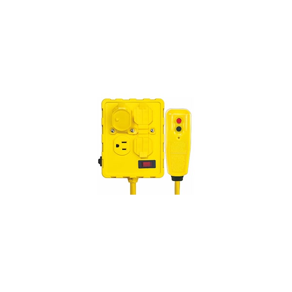 Tower Manufacuring GFCI protected quad outlet box, w/circuit breaker 15 amp auto reset 30434052 - main